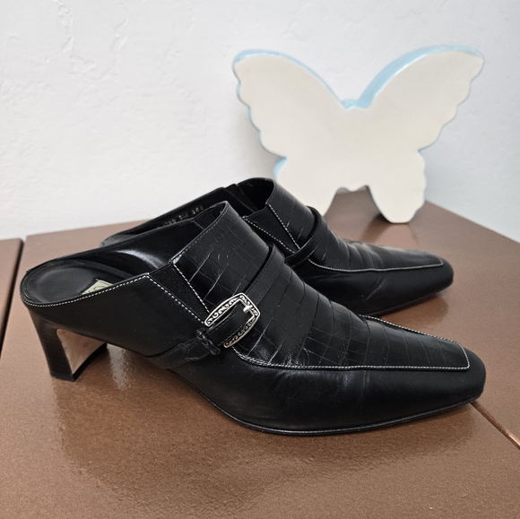 Brighton Black Crocodile Pattern slip on heels Size 9 - Picture 9 of 10